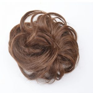 5pieces jeedou Synthetic Brown Curly Chignon Hair Extension Women's Hair Accessories Rubber Band Hair Bun Natual Hairpieces
