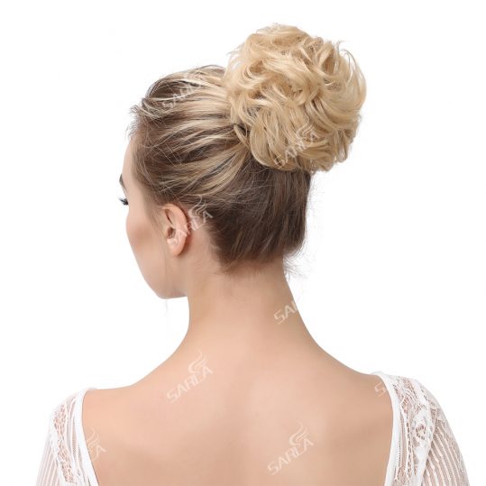 SARLA 1PC Curly Clip In Hair Buns Bride Big Ring Donut Heat Resistant High Temperature Synthetic Chignon Extensions Q7