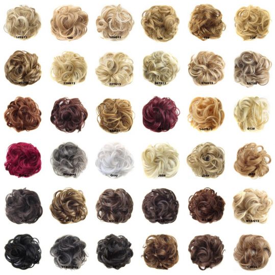 DELICE Girls Curly Scrunchie Chignon With Rubber Band Brown Blonde Synthetic Hair Ring Wrap For Hair Bun Ponytail