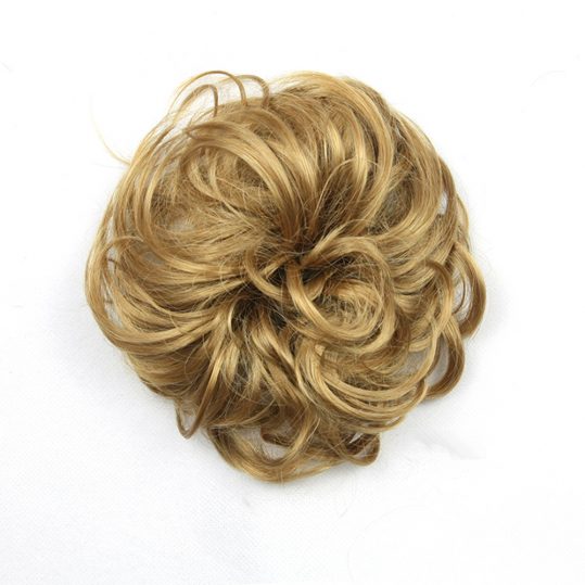 Soloowigs Curly Heat Resistant Synthetic Hair pieces 12 Colors Women Chignon with Rubber Band