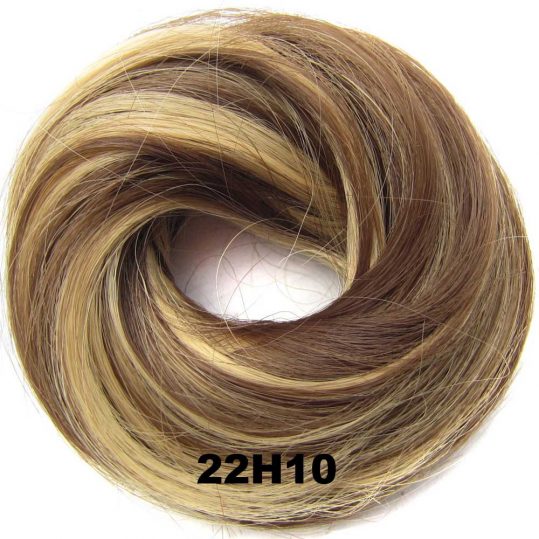 DELICE Girls Brown Blonde Rubber Band Scrunchie Wrap Hair Ring High Temperature Fiber Synthetic Straight Hair Pieces