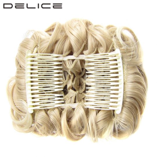 DELICE Women's Elastic Net Curly Chignon With Two Plastic Combs Updo Cover Synthetic Hair Bun 100g/pc