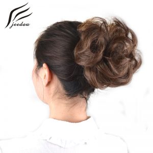 jeedou Synthetic Hair Chignon Donut Black Brown 45Colors 30g Hair Bun Pad Chignon Elastic Hair Rope Rubber Band Hair Extensions