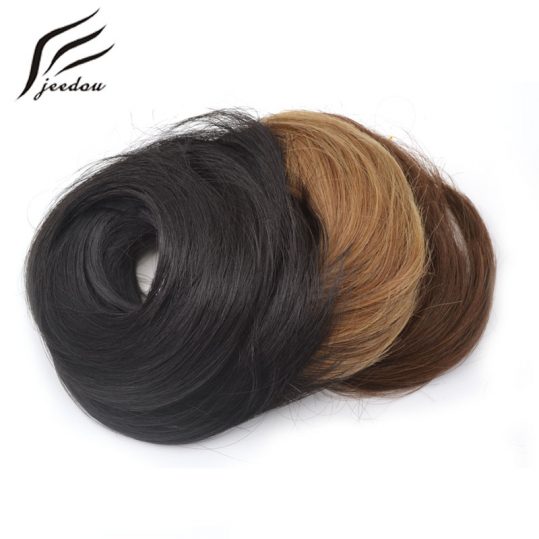 jeedou  Natural Hair Chignon Synthetic Hair Donut Two Plastic Comb Easy Fast Bun Coque Cabelo Brown Hairpiece Hair Bun Pad
