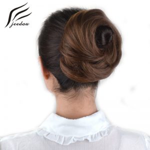 jeedou  Natural Hair Chignon Synthetic Hair Donut Two Plastic Comb Easy Fast Bun Coque Cabelo Brown Hairpiece Hair Bun Pad