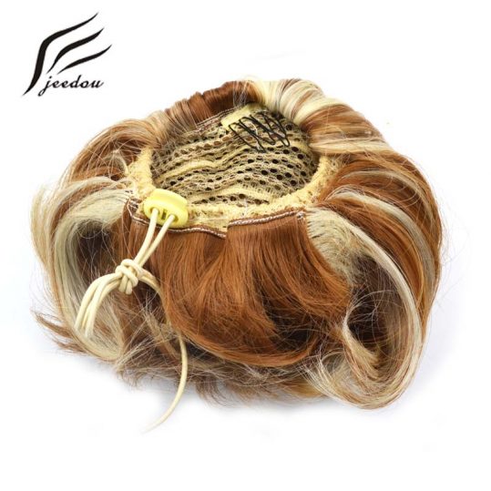 1 Pieces jeedou Synthetic Straight Drawstring Clip In Hair Bun Piece Updo Cover Hair Extensions Q9 Women's Donut Chignon