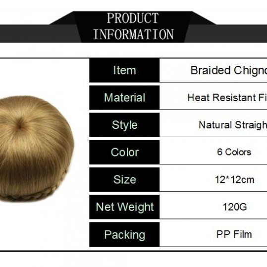 Soloowigs Heat Resistant Fiber Pure Color Women Braided Chignon Synthetic Hair Buns for the European and American