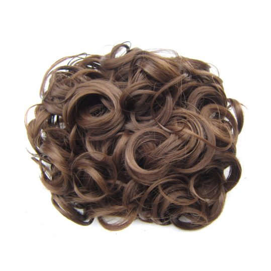 DELICE Medium Brown Elastic Net With Combs Curly Chignon Updo Cover Heat Resistance Synthetic Hair For Women 100g/piece