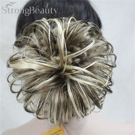 Strong Beauty Fake Hair Chignon Bun Synthetic Short Blonde Black Flower Hairpieces Extension