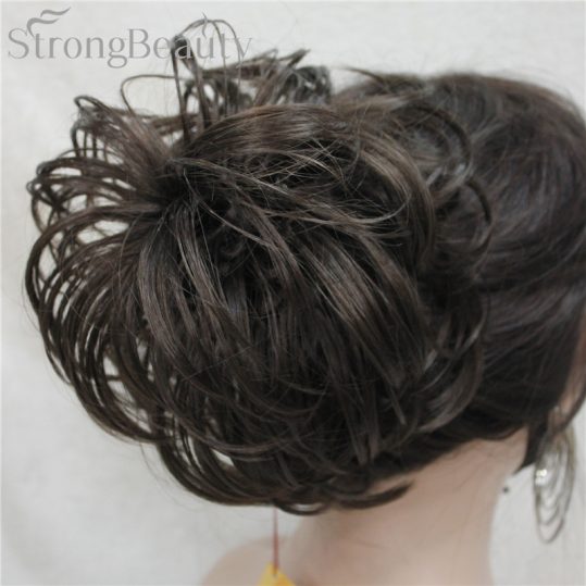 Strong Beauty Fake Hair Chignon Bun Synthetic Short Blonde Black Flower Hairpieces Extension