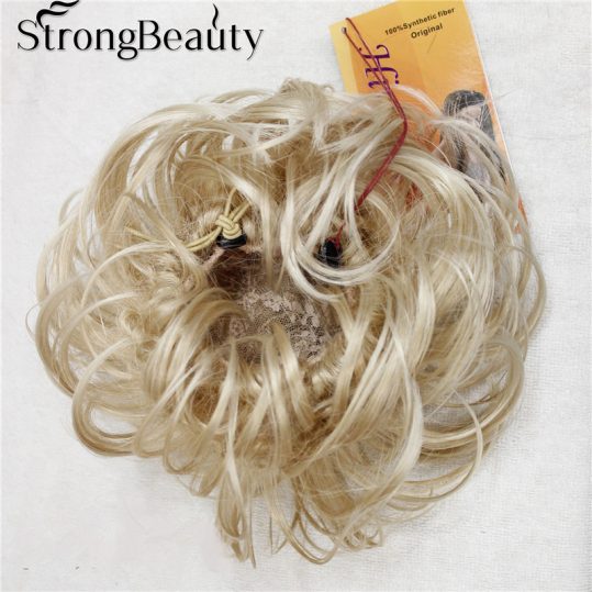 StrongBeauty Messy Curl Scrunchies Hair Bun Extension Blonde/Brown Hairpiece Chignon 4 Color