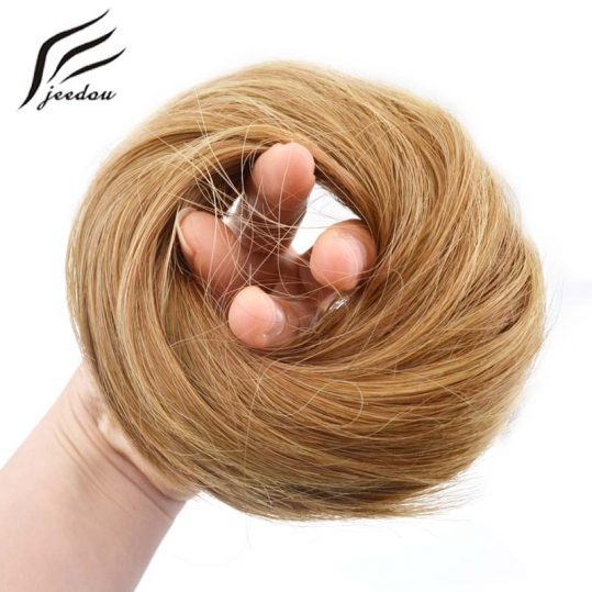 jeedou Synthetic Hair Donut Chignon Hair Extensions Black Brown 25Colors 30g Hair Bun Pad Rubber Band Chignon Hairpieces