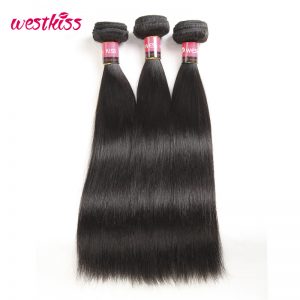 West Kiss 100% Human Hair Bundles Brazilian Straight Hair Weave 1 Piece Only Natural Black Non-Remy Hair Free Shipping