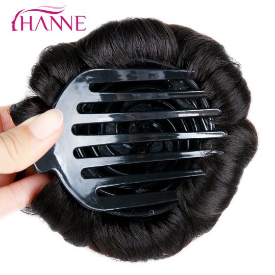HANNE Hair Women Chignon Hair Bun Donut Clip In Hairpiece Extensions Black/Brown/Red Synthetic High Temperature Fiber Chignon