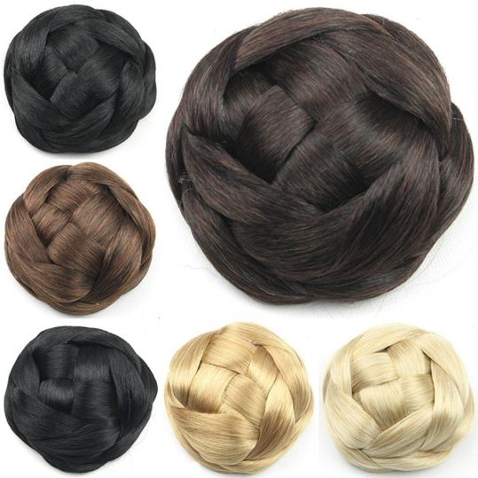 Soowee 6 Colors Synthetic Hair Braided Chignon Knitted Hair Bun Donut Roller Hairpieces Pad