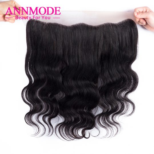 Annmode Peruvian Body Wave A Pcs Lace Frontal Closure 13*4 Free Part Free Shipping 100% Non-Remy Human Hair Can Match 3 bundles