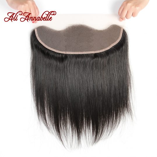 ALI ANNABELLE HAIR Brazilian Straight Hair Lace Frontal Closure 13x4 Swiss Lace Ear To Ear Remy Human Hair Closure Free Shipping