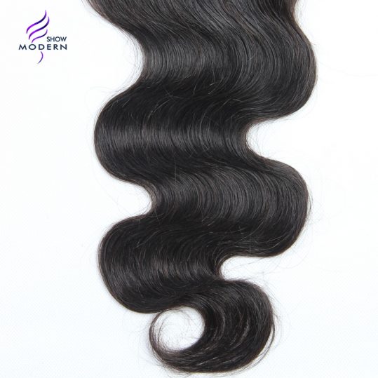 Modern Show Body Wave Closure Swiss Lace Three Part Remy Human Hair Weave Closure 130% Density 1 Piece 10-20 Inch Natrual Color
