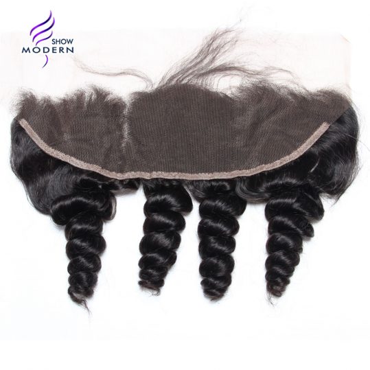 Modern Show Ear To Ear Lace Frontal Closure With Baby Hair Loose Wave Free Part Human Hair Weave 13x4 Remy Hair Bleached Knots