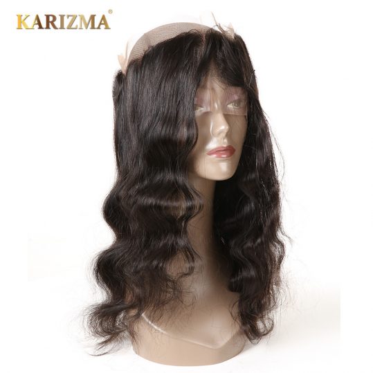 Karizma Body Wave Pre Plucked 360 Lace Frontal Closure With Baby Hair 100% Remy Human Hair Weave Natural Black Color 10-18inch
