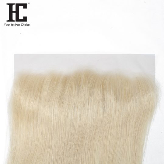 HC Hair 613 Blonde Lace Frontal Non Remy Brazilian Straight Weave 13x4 Ear To Ear Closure With Baby Hair One Bundle Pre Plucked