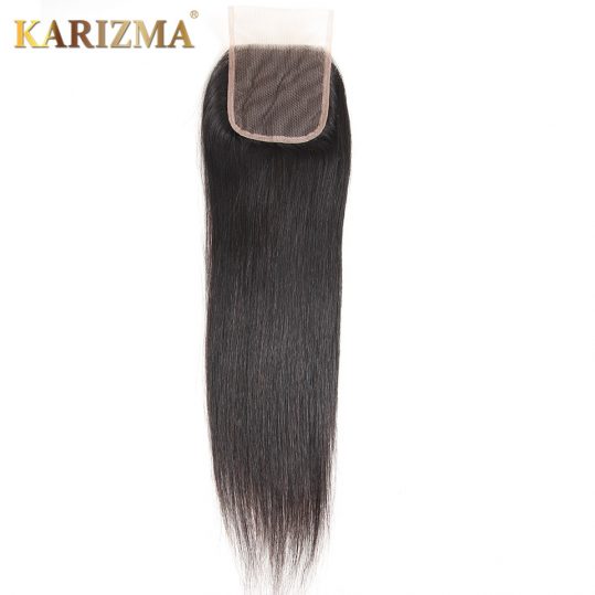 Karizma Straight Hair Lace Closure 4*4 100% Human Hair Weave Closures Free Part Natural Color 10-18inches Remy Hair