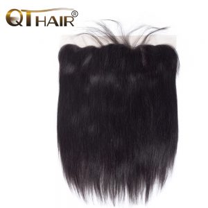 QThair Brazilian Straight Hair Lace Frontal Closure 13x4 Swiss Lace Ear To Ear Remy Human Hair Closure Can Match Bundles