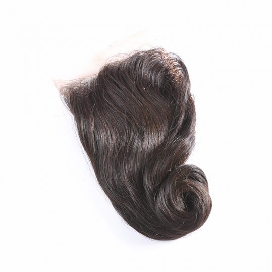 Luduna Brazilian Loose Wave Free Part 4x4 Lace Closure Non-remy Human Hair Bundles Natural Color Free Shipping