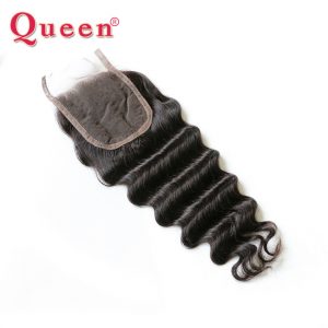 Queen Malaysian Remy Human Hair Weave Bundles Free Part Closures Loose Deep More Wave Lace Closure With Baby Hair Extensions