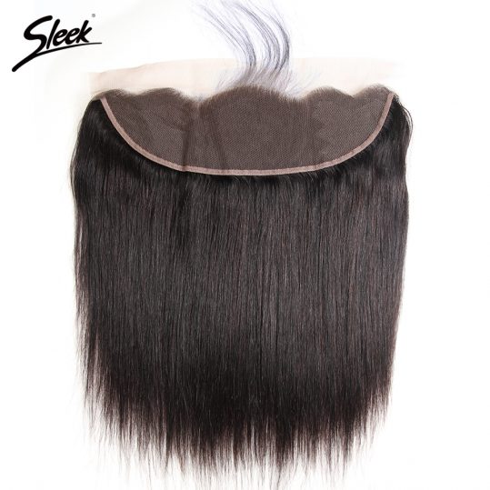 Sleek Hair Brazilian Straight Lace Frontal Closure With Bundles 4 Pcs Free Shipping Remy Human Hair Weave 3 Bundles With Closure