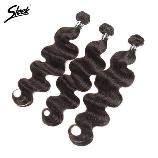 Sleek Brazilian Body Wave Hair With Lace Closure Middle Part 4 Pcs Free Shipping Remy Human Hair Weave 3 Bundles With Closure