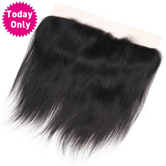 [TODAY ONLY] Brazilian Straight Hair 13X4 Ear to Ear Lace Frontal Closure With Baby Hair 100% Human Hair Bundles Non Remy Hair
