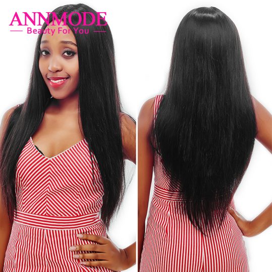 Annmode Human Hair Lace Frontal Closure Brazilian Straight Hair Ear to Ear 13*4  A bundle Free Shipping With Non-remy Hair
