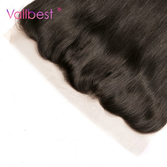 Straight Hair Lace Frontal Human Hair Bundles Closure 4X13 inch Free Part Natural Black Non-Remy Vallbest Hair Brown Lace 120%
