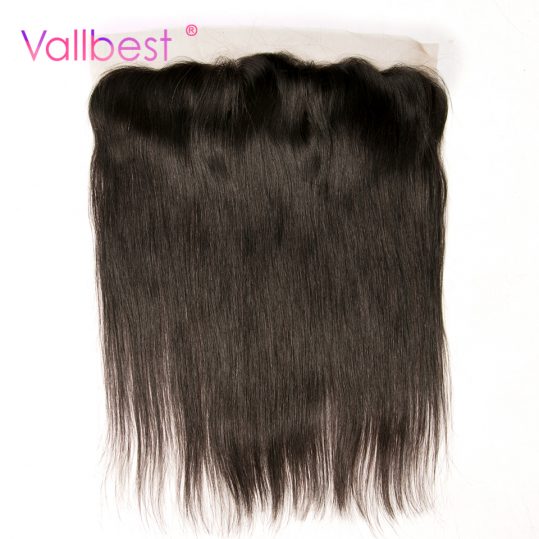 Straight Hair Lace Frontal Human Hair Bundles Closure 4X13 inch Free Part Natural Black Non-Remy Vallbest Hair Brown Lace 120%