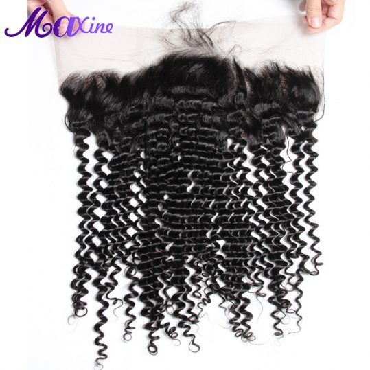 Maxine Hair Deep Curly 13x4 Ear to Ear Lace Frontal Closure With Baby Hair 8-20 Inches Natural Color Remy Human Hair Swiss Lace