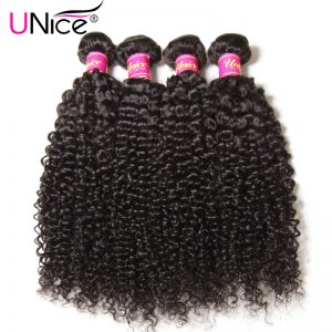 UNICE HAIR 100% Curly Weave Human Hair Brazilian Hair Bundles Natural Color Non Remy Hair Extensions 1 Piece 8"-26" Can Buy 4PCS