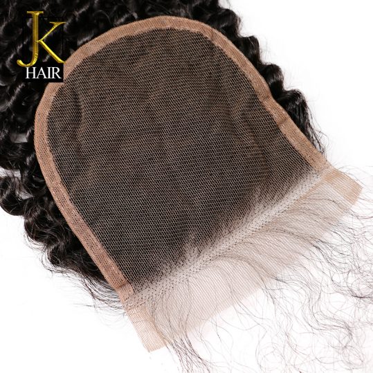 JK Hair Brazilian Remy Hair Kinky Curly Lace Closure 4x4 100% Human Natural Hair Free Part With Baby Hair Bleached Knots