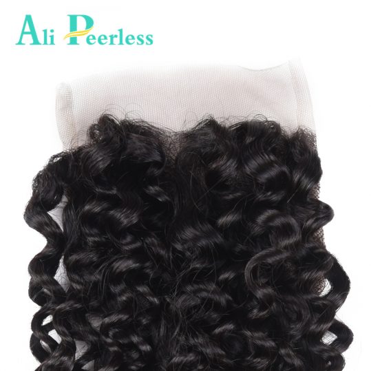 Ali Peerless Hair Kinky Curly Lace Closure 10-16 inch 4*4 Inch Middle Part Virgin Human Hair Swiss Lace Free Shipping