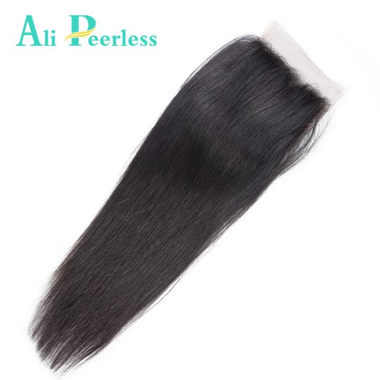 Ali Peerless Virgin Straight Hair Lace Closure 4"*4" Free Part 100% Human Hair Closure Natural Color Free Shipping
