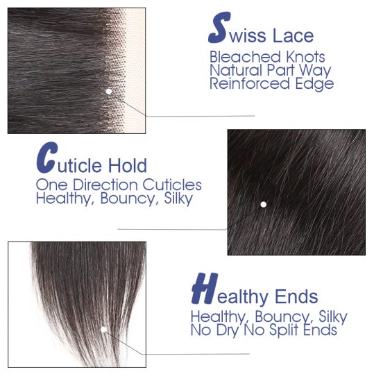 Satai Hair Ali Straight Hair 4x4 Lace Closure Free Part 100% Human Hair 10-18 inch Natural Color Remy Hair Free Shipping