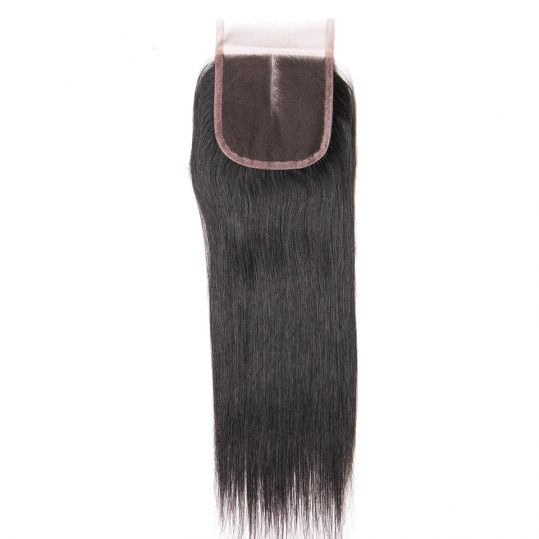 Queen like Human Hair Middle Part 130% Density Swiss Lace Non Remy Hair Natural Color Bleached Knots Straight Hair Lace Closure
