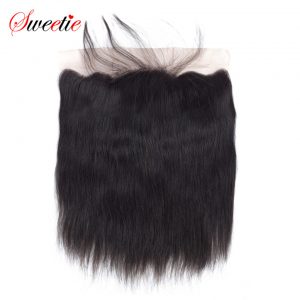 Sweetie Brazilian Remy Hair Straight Lace Frontal Closure 13x4  Pre-Plucked Natural Color With Baby Hair 100% Human Hair