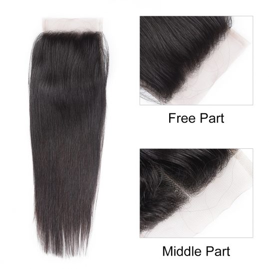 Ali Peerless Hair Lace Closure Virgin Straight Hair Natural Color 100% Human Hair Middle Part 4''x 4'' Free Shipping