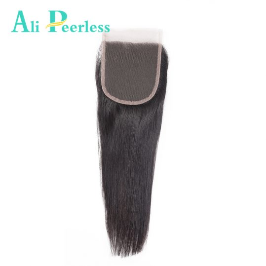 Ali Peerless Hair Lace Closure Virgin Straight Hair Natural Color 100% Human Hair Middle Part 4''x 4'' Free Shipping