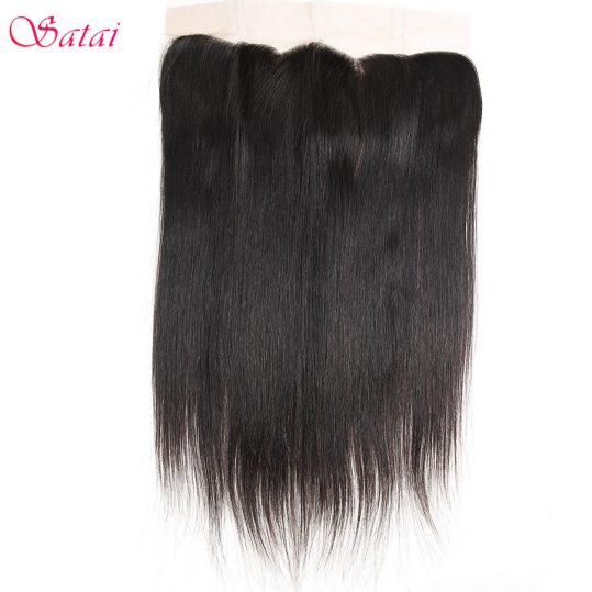 Satai Straight Hair Ear To Ear Lace Frontal 13x4 Closure Free Part 130% Destiny 10-18 inch Natural Color Remy Human Hair