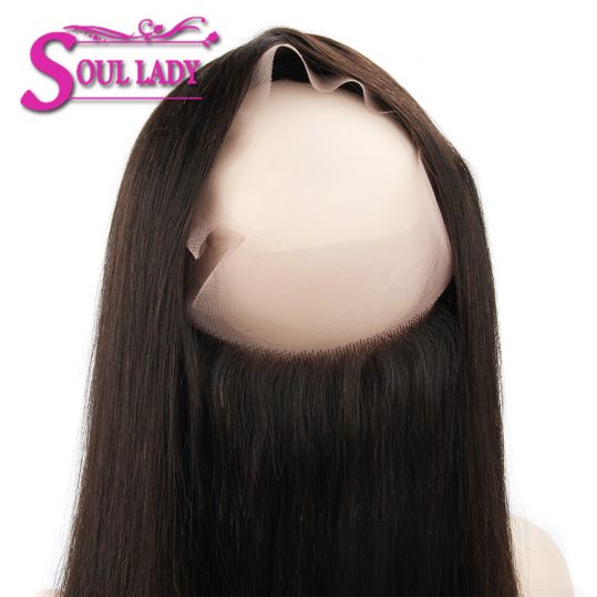 Soul Lady pre plucked 360 Lace Frontal Brazilian Straight Human Hair Free Part Closure Swiss Lace Remy Hair 1 Piece 10-20inch