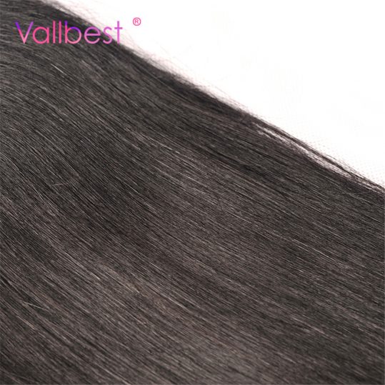 Vallbest 100% Human Hair Straight With Lace Closure 4X4 Natural Black 1B Free Part Knots Blenched Non Remy Hair 120% Density