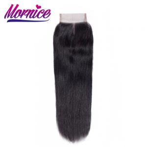 Straight Hair Closure 4x4 Middle Part Pre-Plunked Lace Closure 130% Destiny Mornice Non Remy Hair Extensions Natural Black