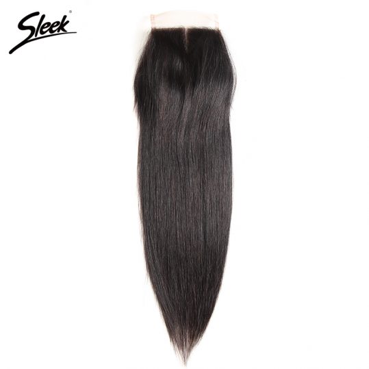 Sleek Brazilian Straight Hair 4x4 Lace Closure 100% Remy Human Hair Natural Color Middle Part Top Closures 8-18 Inch